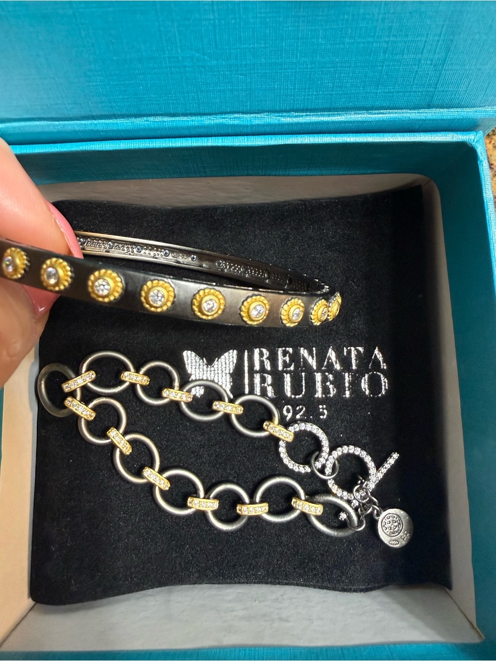 Renata Rubio Sterling Silver Set Of 2 Bracelets NWT NIB - Picture 2 of 8